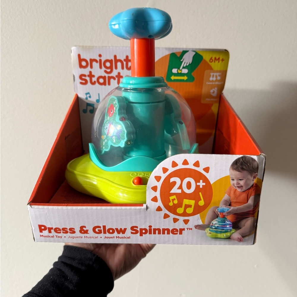 Bright Starts Press & Glow Spinner - Blue and Green